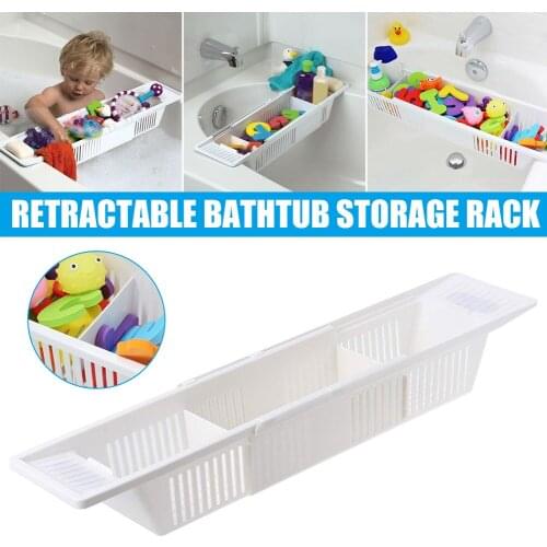Bathtub Caddy Tray Plastic Bathtub Basket Shelf Rack Bath Toys Organizer Retractable Storage Rack SCIE999