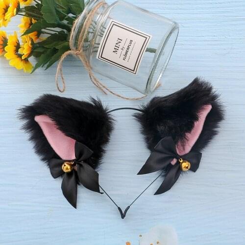 Halloween Cat Ears Cosplay Beautiful Masquerade Cat Ear Party Costume Bow Tie Bell Headwear halloween decor 2021 new arrival