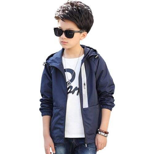 Boys Jacket Outerwear Solid Color Coat For Boys Spring Autumn Childrens Coats Casual Style Kids Clothing 6 8 10 12 14