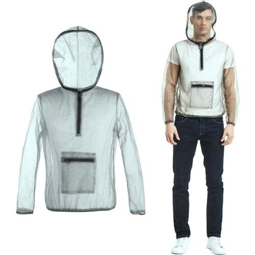 Outdoor Adventure Survival Insect-Proof Jacket Unisex Ultra-fine Mesh Anti Bee Hooded Coat Fishing Mesh Protective Head Cover
