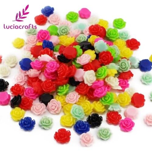 Lucia crafts 50pcs 10mm Random colors Resin Flower Flatback Cabochon DIY Scrapbooking Handmade Accessories F0614