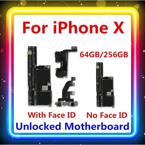 For IPhone X Motherboard With / NO Face ID 100% Tested Clean Free Main Board IOS Updated Facial Function 64G / 256G Good Working