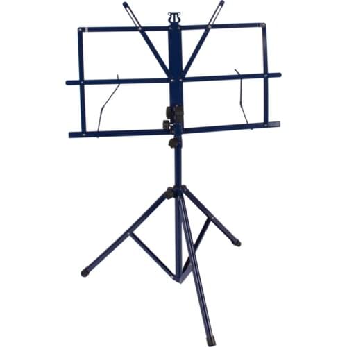 Blue Metal Folding Sheet Music Stand Holder Tripod Base Foldable w/ Carrying Gig Bag