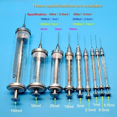 Microsampler Microliter Syringes Micro-injector Syringe 250ul/500ul/1000ul/2500ul/5000ul For GC Injection Removable Needle 1/PK