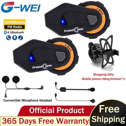 New FreedConn T-max Motorcycle Helmet Intercom 6 Riders Bluetooth Headset with FM Radio Moto Intercomunicador