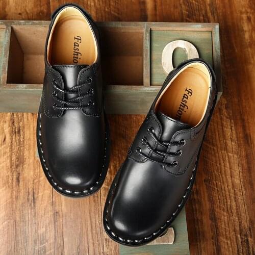 High-quality mens shoes 2020 spring and autumn low-top casual comfortable shoes leather lace-up British classic leather shoes