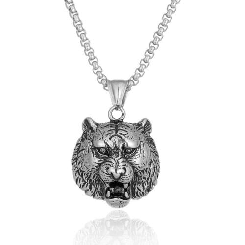 The Tiger Head Men Necklace Hip-hop Rock Street Culture Titanium Stainless Steel Gold Necklace Fashion Man Exquisite Gift