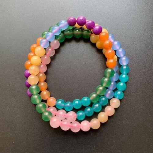 Natural Pink Quartz Agates Stone Bracelet Beads Necklace Mixed Multi Layer Crystal Bead Bracelet Strand 1pc