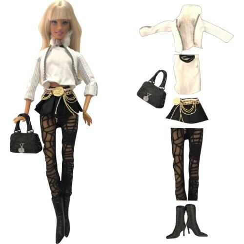 NK Newest Doll Clothes Model Coat+ Vest +Model Shorts + Fashion Bag For Barbie Doll Accessories Girl Doll Toy DIY Gift 100B 6X