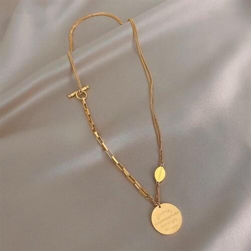 2021 New Classic Titanium Steel Round Brand Pendant Short Necklace For Woman Korean Fashion Jewelry Girls Sexy Clavicle Chain