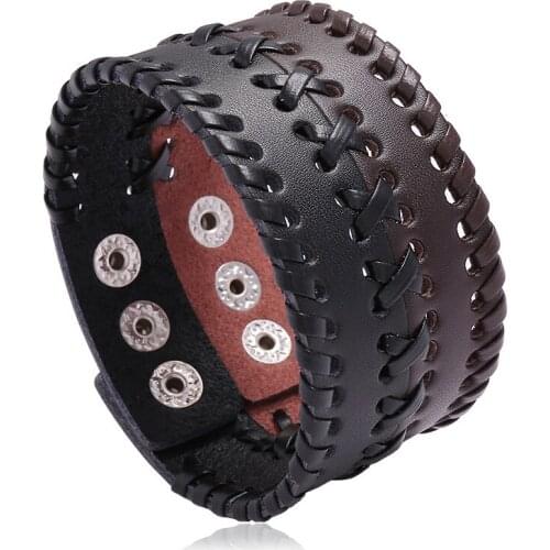 New Accessories Factory Direct Punk Leather Bracelet Hand-woven Retro Jewelry