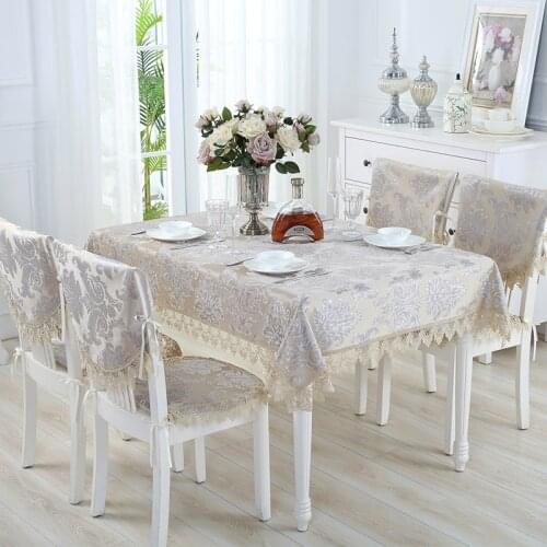 New Flowers European Jacquard Table Cloth Lace Tablecloth Table Runner Wedding Decor Chair Cushion Table Cover Dustproof Cloth