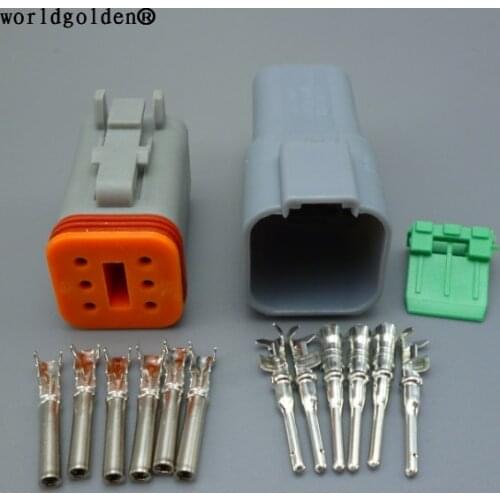 Worldgolden 6 Pin Female And Male Electrical Wire Connector Plug Enhanced Seal Shrink Boot Adapter DT06-6S DT04-6P