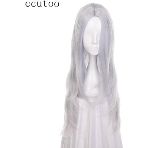Ccutoo 75cm Silver Blue Mix Curly Long Middle Parting Hairstyles Synthetic Wig Heat Resistance Hair Cosplay Costume Wigs