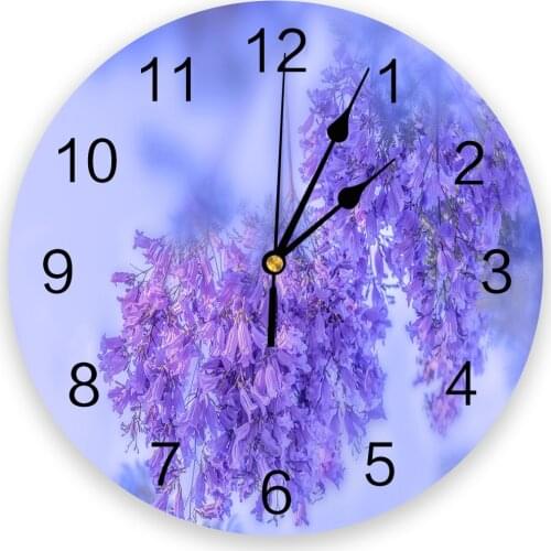 Purple Flower Modern Wall Clock For Home Office Wall Decoration Living Room Bathroom Decor Needle Hanging Watch