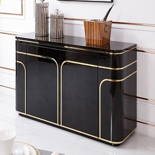 Modern Italian style light luxury solid wood dining side cabinet postmodern Hong Kong style porch cabinet luxury wine cabinet