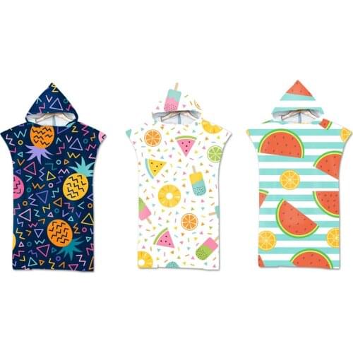 Novelty Gift Fruit Watermelon Pineapple Popsicles Geometric Large Adult Teens Hooded Poncho Towel Pool Bath Beach Changing Robe