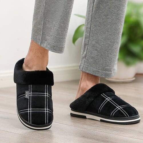 Slippers home Plus Size 45-50 Flock Striped Comfortable House Slippers Man TPR Light Soft slippers for men