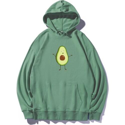 Cute Cartoon Avocado Sweatshirt Hoodies Women Kawaii Print Top Fashion Girl Cotton Hoodie Ladies Sweatshirt Hip Hop Clothes