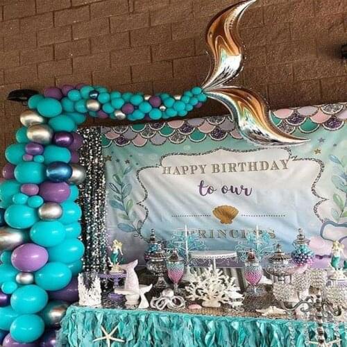 Little Mermaid Party Supplies Beach Outing Decoration Party Tableware Mermaid balloon Girl First 1st Birthday Baby Shower Party