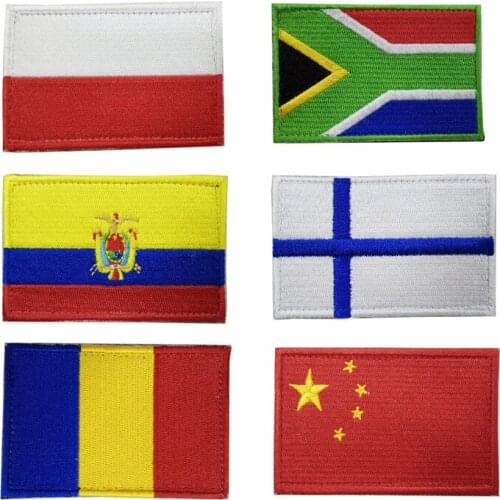 World National flag Patch for Embroidery Iron On Rainbow Hook&Loop Patches Jacket Applique Badge Velcro Stripe On Clothes Decor