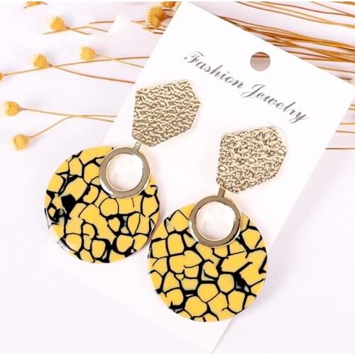 Earrings women fashion acrylic bohemian new lady party jewelry korean vintage geometric resin bridal earrings ethnic 2019 gold