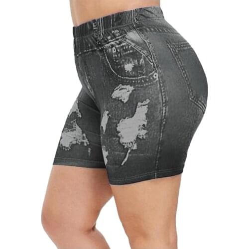 Women Black Plus Size All-match Short Jeans 2021 Stylish High Waist Ripped Elastic Shorts Slim Hot Sports Mini Trouser Sweatpant