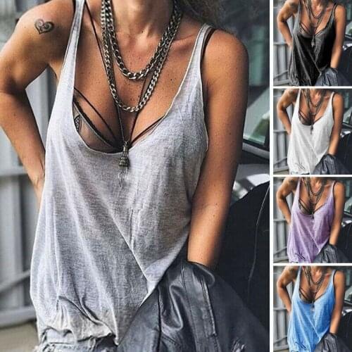 Womens Sexy Casual Solid Tank Tops Summer Vest Sleeveless T-Shirt V Neck Blouse