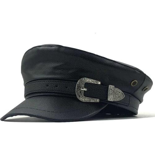 Female Girl Beret Autumn Winter Hats For Women Ladies 100%Pu Leather Beret Cap Boina Feminina Gorras Bone Vintage England Black