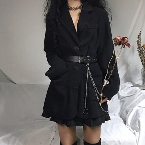 Spring Autumn Korean Version of Bf Wind Retro Suits Female Loose Black Blazer Feminino Women Blazers and Jackets Long Blazer