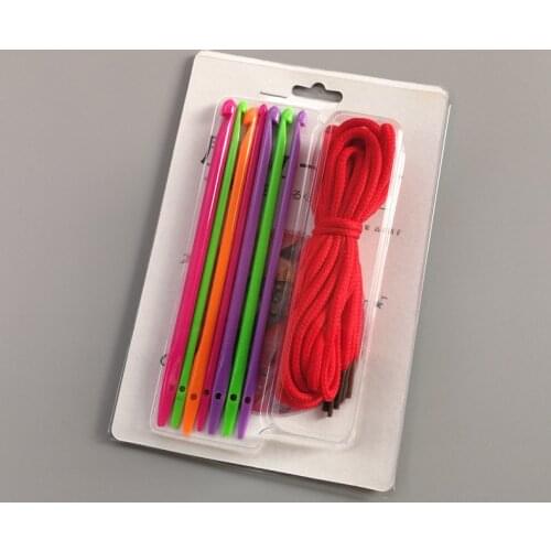 1 Set 7 Sizes Magic Multicolor Plastic Crochet Hooks Knitting Needles Yarn Weave Tool