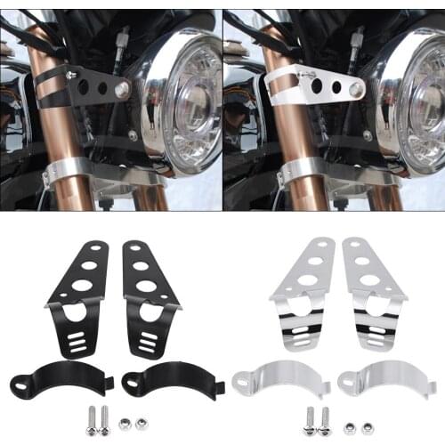 1 Pair Stainless Steel Motorcycle Headlight Bracket Universal Mount Stand Support Motorcycle Accessories Black/Sliver