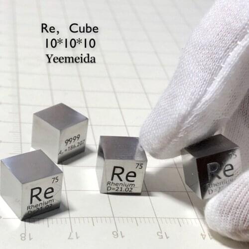 10mm (Re≥99.99%) 6-Sided Polishing /Brushed Finishing Double-Sided Engraved Metal Rhenium Cube Periodic Table Of Elements Cube