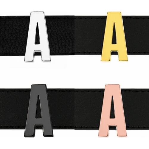 10pcs A-Z 18mm chrome color polished Slide Letters Fit DIY Wristband & Bracelet & Pet Collar Jewelry Making