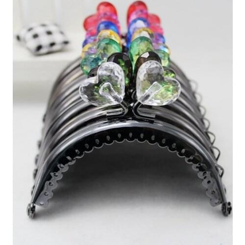 10pcs/lot 8.5cm Crystal Diamond Stone Candy bead Gun black Lace Metal Purse Frame Handle Bag Accessories FK67 Free shipping