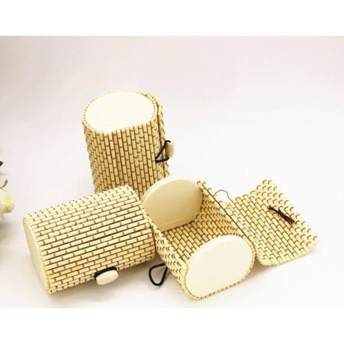 12pcs/lot Birthday Cylinder Shape Bamboo Candy Box Chocolate Packaging Boxes With Bow Christmas Box Wedding Party Supplies