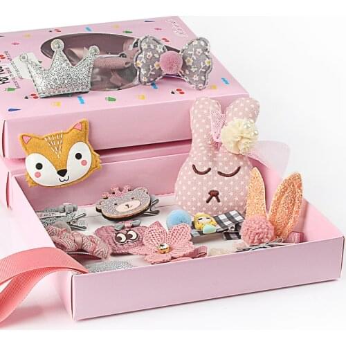 18/24Pieces/set Hair Clip Cute Cartoon Hair Accessories Girl Head Rope Bow Flower Animal Headwear Elastic Hair Ring Headdress