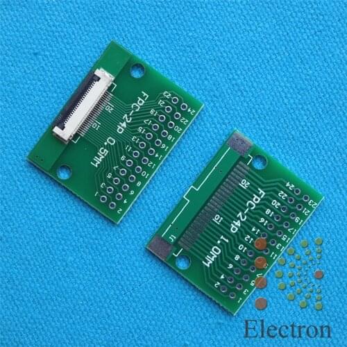 2pcs/lot 24P FFC FPC Adapter 0.5MM/1.0MM Pitch w/ 0.5mm flip cover to 2.54mm 24Pin Flat Cable Socket Connector for TFT LCD new
