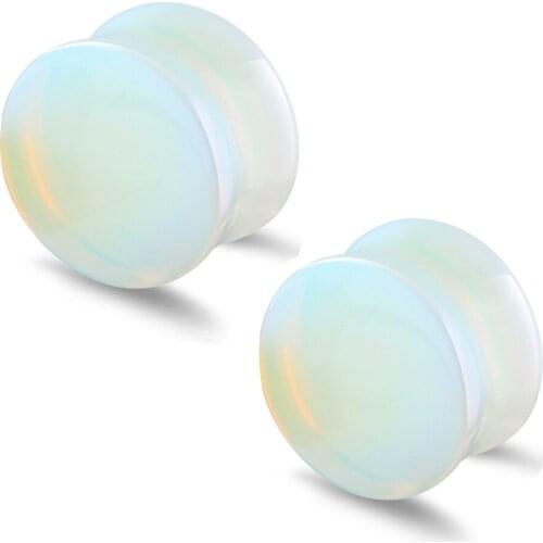 2PCS/Lot Opal Glass Nature Stone Ear Stretcher Plugs Earrings Gauges Flesh Tunnels Piercing Expander Solid 00g Body Jewelry