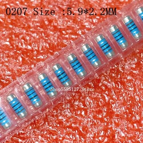 20PCS 0207 Color Ring SMD Wafer Resistance 1R 2R 1.5R 4.7 10 15 22 27 47 100 220 1K 2K 4.7K 10K 22K Ohm Cylindrical Resistance