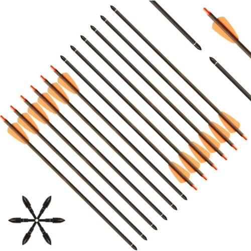 2020 Hot Sale 6Pcs / 12Pcs / 24Pcs Pure Carbon Crossbow Arrows 15 Inch Outdoor Archery Shooting Hunting Crossbow