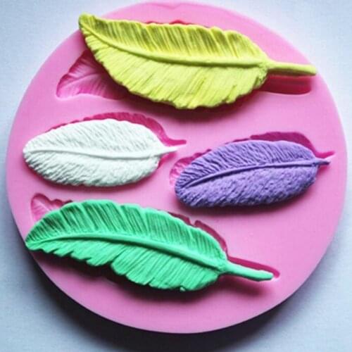 3D Fallen Feathers Silicone Soap Mold Fondant Crafts Cake Cookies Mould Decorating Wedding Cake Kitchen Accessories