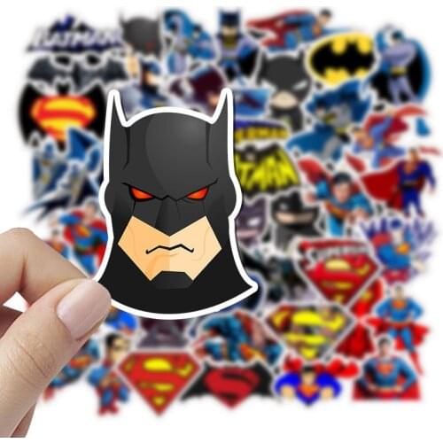 50pcs Cartoon Marvel Batman Stickers The Avengers Waterproof Sticker Luggage Skateboard Guitar Laptop Stikers Kid Toy