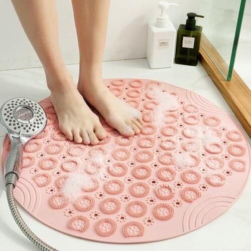 55cm Non-slip Round Bathroom Mat Safety Shower Bath Mat Plastic Massage Pad Bathroom Carpet Floor Drainage Suction Cup Bath Mat