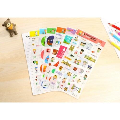 6pcs Loves travel pvc Stickers DIY Diary Scrapbook Notebook Album Cup Phone Decor Sticker Stationery School Supplies