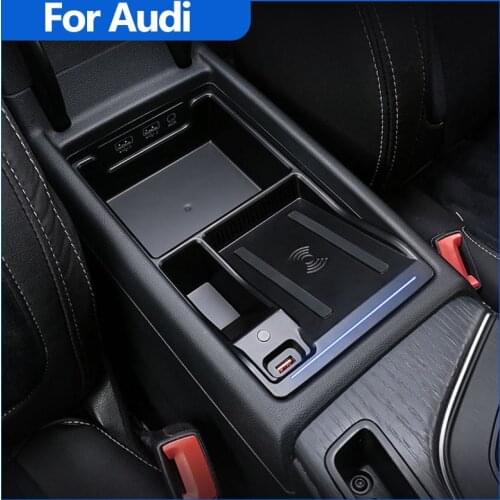 QI car storage box charger For Audi A4 A4L A5 S5 accessories 15W fast charging pad interior modification parts 2016-2020