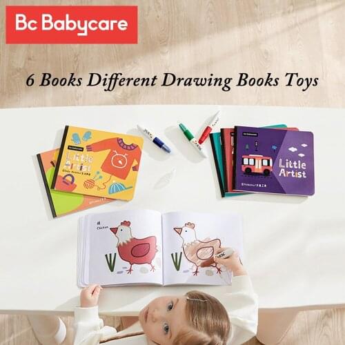 BC Babycare 6 Different Drawing Books Toys Children Creative Painting Drawing Paper Educational Toys Coloring Doodle 4 Crayons