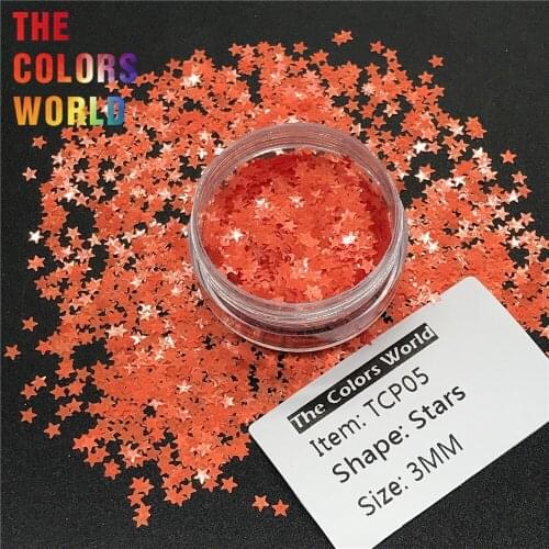 TCT-122 Star Shape Solvent Resistant Color 3MM Glitter Nail Art Decoration Nail Gel Polish FaceGlitter Makeup Handwork Henna DIY