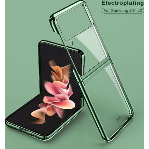 Z-Flip 3 Case Luxury Plating Bumper HD Clear Hard Acrylic Back Cover For Samsung Galaxy Z Flip3 Flip 3 5G ZFlip3 Shokcproof Case