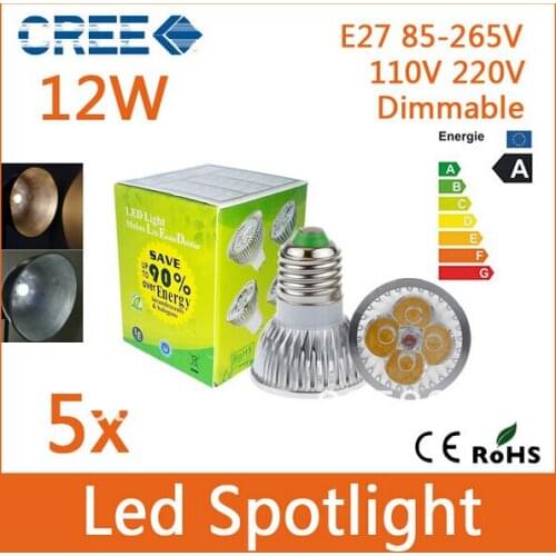 High Power Dimmable MR 16 GU10 E27 E14 4x3W 12W Led Spotlight Lamp 85-265V 110v 220V 12V Led Light Bulb